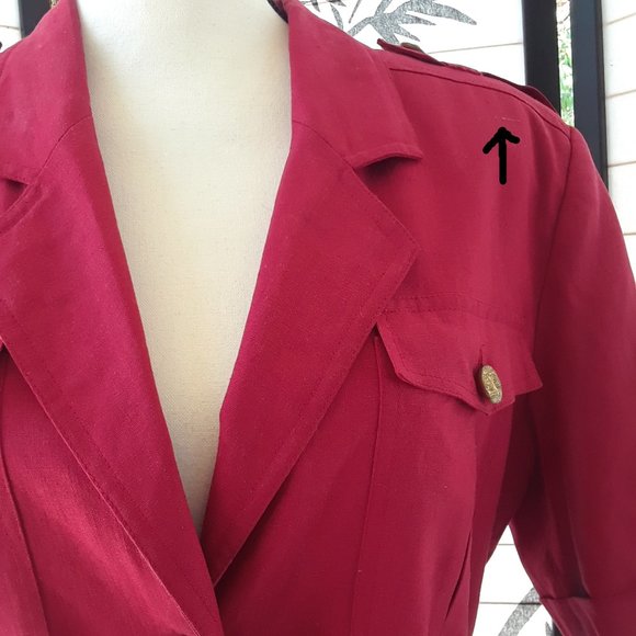 Vintage 1980s Red Linen Blend Oversized Blazer - Picture 13 of 16